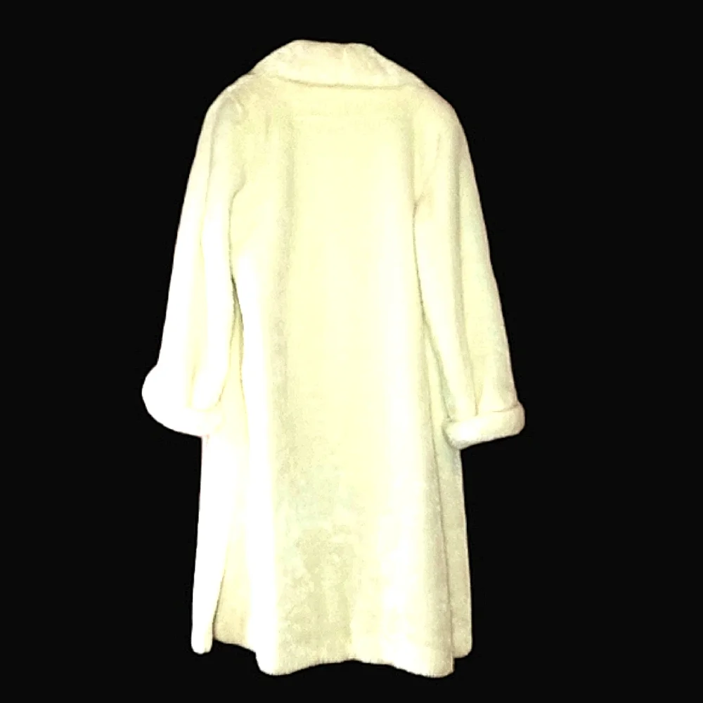 BNWT Rare DENNIS BASSO White Fur Leopard Silky Lining Pea Coat Belt - Picture 4 of 5